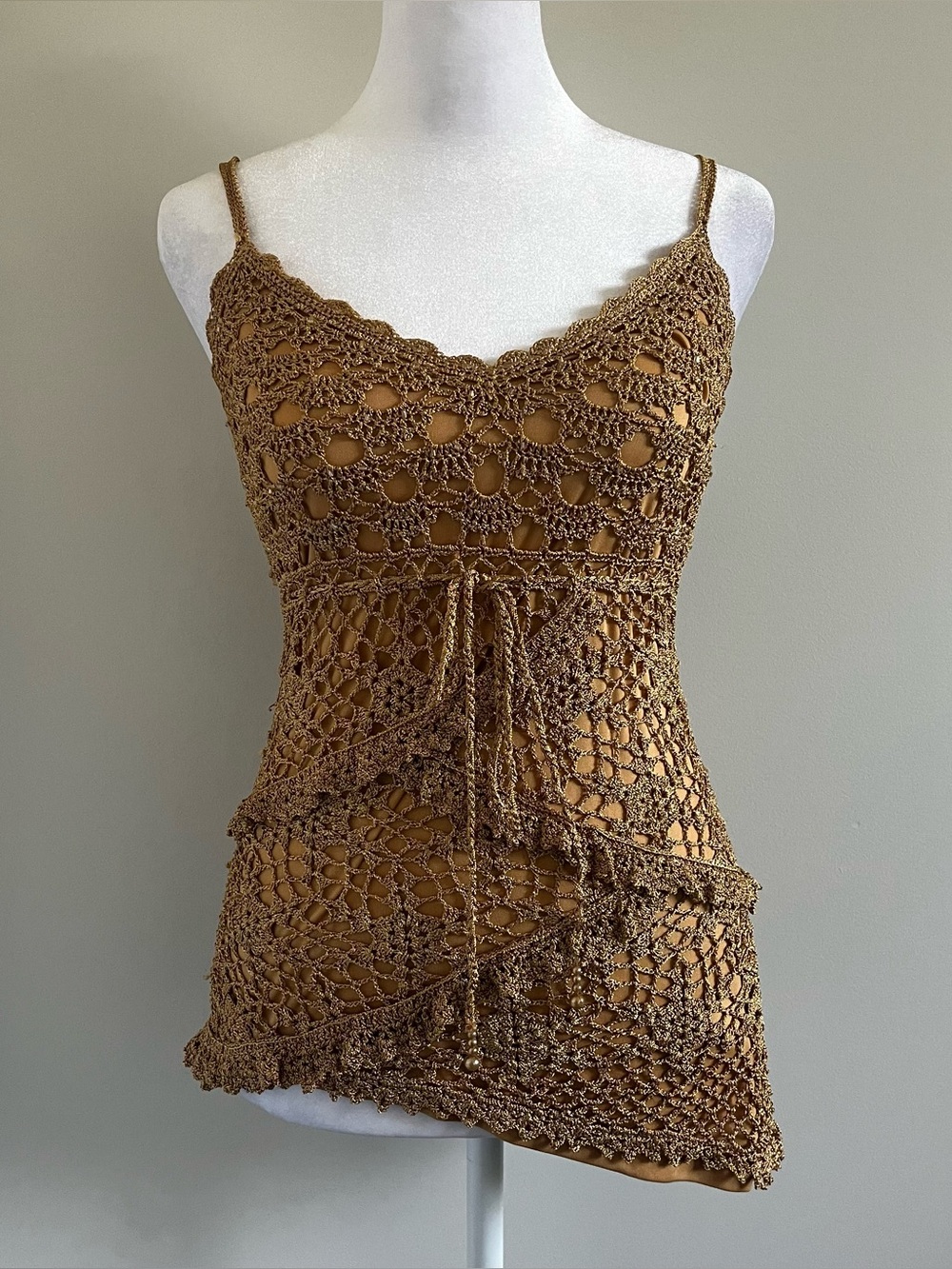 Gold Knit Asymmetrical Y2K Camisole